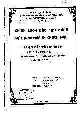 Luận văn Chính sách đào tạo nhân sự trong ngành khách sạn