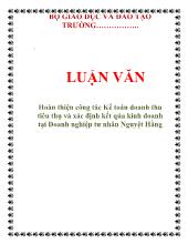 Luận văn Hoàn thiện công tác Kế toán doanh thu tiêu thụ và xác định kết qủa kinh doanh tại Doanh nghiệp tư nhân Nguyệt Hằng