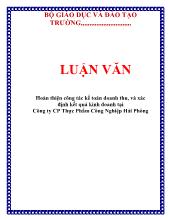 Luận văn Hoàn thiện công tác kế toán doanh thu, và xác định kết quả kinh doanh tại Công ty cổ phần Thực Phẩm Công Nghiệp Hải Phòng