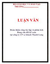 Luận văn Hoàn thiện công tác lập và phân tích Bảng cân đối kế toán tại công ty cổ phần xe khách Thanh Long