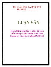 Luận văn Hoàn thiện công tác tổ chức kế toán tiền lương và các khoản trích theo lương tại Công ty cổ phần INDECO