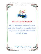 Luận văn Hoàn thiện công tác tổchức và quản lý lao động đối với hướng dẫn viên tại Công ty cổ phần du lịch thanh niên thành phố HồChí Minh