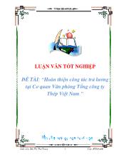 Luận văn Hoàn thiện công tác trả lương tại Cơ quan Văn phòng Tổng công ty Thép Việt Nam