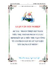 Luận văn Hoàn thiện kế toán tiêu thụ thành phẩm và xác định kết quả tiêu thụ tại công ty cổ phần sản xuất vật liệu xây dựng Lý Nhân