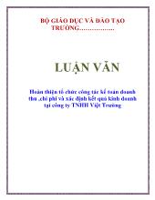 Luận văn Hoàn thiện tổ chức công tác kế toán doanh thu ,chi phí và xác định kết quả kinh doanh tại công ty TNHH Việt Trường