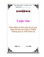 Luận văn Hoàn thiện tổ chức công tác kế toán hàng tồn kho tại Công ty TNHH Thương mại và xuất nhập khẩu Sinh Tài