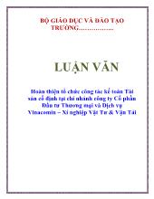 Luận văn Hoàn thiện tổ chức công tác kế toán Tài sản cố định tại chi nhánh công ty Cổ phần Đầu tư Thương mại và Dịch vụ Vinacomin – Xí nghiệp Vật Tư & Vận Tải