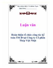 Luận văn Hoàn thiện tổ chức công tác kế toán tài sản cố định tại Công ty Cổ phần Thép Việt Nhật
