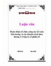 Luận văn Hoàn thiện tổ chức công tác kế toán tiền lương và các khoản trích theo lương ở Công ty cổ phần 15