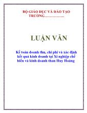 Luận văn Kế toán doanh thu, chi phí và xác định kết quả kinh doanh tại Xí nghiệp chế biến và kinh doanh than Huy Hoàng