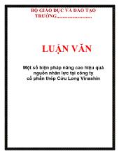 Luận văn Một số biện pháp nâng cao hiệu quả nguồn nhân lực tại công ty cổ phần thép Cửu Long Vinashin
