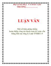 Luận văn Một số biện pháp nhằm hoàn thiện công tác hạch toán kế toán vốn bằng tiền tại công ty Luật trách nhiệm hữu hạn 1-5