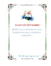 Luận văn Nâng cao chất lượng dịch vụ của bộ phận lễ tân tại công ty cổphần khách sạn Kim Liên