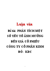 Luận văn Phân tích một số yếu tố ảnh hưởng đến giá cổ phiếu công ty cổ phần Kinh Đô - KDC