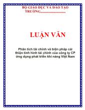 Luận văn Phân tích tài chính và biện pháp cải thiện tình hình tài chính của công ty cổ phần ứng dụng phát triển khí năng Việt Nam