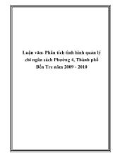 Luận văn Phân tích tình hình quản lý chi ngân sách Phường 4, Thành phố Bến Tre năm 2009 - 2010