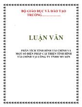 Luận văn Phân tích tình hình tài chính và một số biện pháp cải thiện tình hình tài chính tại công ty trách nhiệm hữu hạn My Sơn