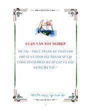 Luận văn Thực trạng kế toán chi phí sản xuất và tính giá thành sản phẩm tại công ty cổ phẩn đá ốp lát và xây dựng Hà Tây