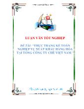 Luận văn Thực trạng kế toán nghiệp vụ xuất khẩu hàng hóa tại tổng công ty chè Việt Nam