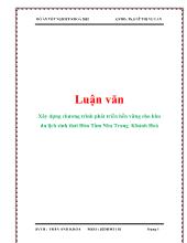 Luận văn Xây dựng chương trình phát triển bền vững cho khu du lịch sinh thái Hòn Tằm Nha Trang Khánh Hoà