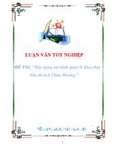 Luận văn Xây dựng mô hình quản lý khai thác khu du lịch Chùa Hương
