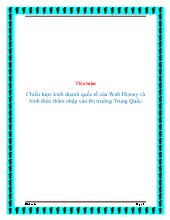 Tiểu luận Chiến lược kinh doanh quốc tế của Walt Disney và hình thức thâm nhập vào thị trường Trung Quốc