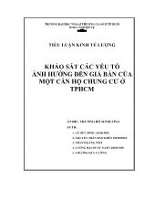Tiểu luận Khảo sát các yếu tố ảnh hưởng đến giá bán của một căn hộ chung cư ở thành phố Hồ Chí Minh