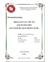 Tiểu luận Khảo sát các yếu tố ảnh hưởng đến giá tour du lịch trong nước