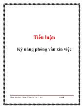 Tiểu luận Kỹ năng phỏng vấn xin việc