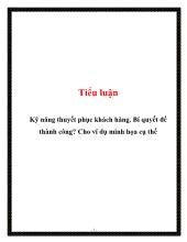Tiểu luận Kỹ năng thuyết phục khách hàng. Bí quyết để thành công? Cho ví dụ minh họa cụ thể