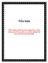 Tiểu luận Môi trường chính trị của Campuchia có ảnh hưởng như thế nào đến các doanh nghiệp Việt Nam khi tiến hành hội nhập