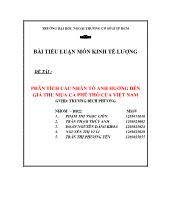 Tiểu luận Phân tích các nhân tố ảnh hưởng đến giá thu mua cà phê thô của Việt Nam