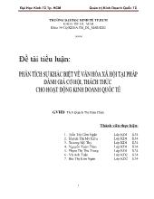 Tiểu luận Phân tích sự khác biệt về văn hóa xã hội tại Pháp. Đánh giá cơ hội, thách thức cho hoạt động kinh doanh quốc tế