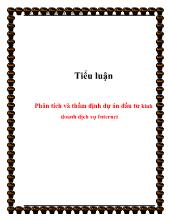Tiểu luận Phân tích và thẩm định dự án đầu tư kinh doanh dịch vụ Internet