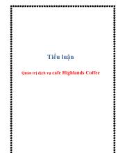 Tiểu luận Quản trị dịch vụ cafe Highlands Coffee