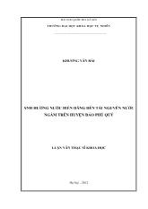 Ảnh hưởng nước biển dâng đến tài nguyên nước ngầm trên huyện Đảo Phú Quý