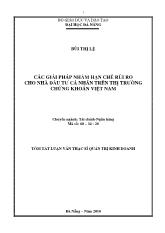 Các giải pháp nhằm hạn chế rủi ro cho nhà đầu tư cá nhân trên thị trường chứng khoán Việt Nam