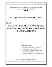 Đề tài Khảo sát các yếu tố ảnh hưởng đến tổng thu ngân sách nhà nước ở mỗi địa phương
