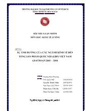 Đề tài Sự ảnh hưởng của các ngành kính tế đến tổng sản phẩm quốc nội (GDP) Việt Nam giai đoạn 2001 – 2010