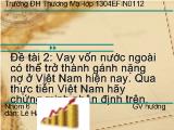 Đề tài Vay vốn nước ngoài có thể trở thành gánh nặng nợ ở Việt Nam hiện nay. Qua thực tiễn Việt Nam hãy chứng minh nhận định trên