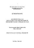 Giải pháp nâng cao chất lượng tăng trưởng kinh tế thành phố Tam Kỳ, tỉnh Quảng Nam