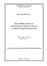 Hoàn thiện công tác kế toán quản trị tại công ty cổ phần du lịch Quảng Ngãi