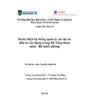 Hoàn thiện hệ thống quản lý các dự án đầu tư xây dựng trong Bộ Tổng tham mưu - Bộ Quốc phòng
