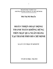 Hoàn thiện hoạt động thanh toán không dùng tiền mặt qua ngân hàng tại thành phố Hồ Chí Minh
