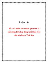 Luận văn Đề xuất nhằm hoàn thiện quy trình tổ chức thực hiện hợp đồng xuất khẩu thủy sản tại công ty Thái Sơn