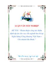 Luận văn Hoàn thiện công tác thẩm định dựán cho vay vốn ngành bao bì tại Ngân hàng Công thương Việt Nam – Chi nhánh Ba Đình