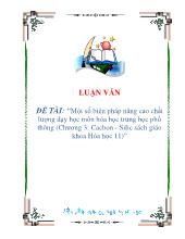 Luận văn Một số biện pháp nâng cao chất lượng dạy học môn hóa học trung học phổ thông (Chương 3: Cacbon - Silic sách giáo khoa Hóa học 11)