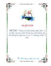 Luận văn Nâng cao khả năng nhận thức và tư duy của học sinh Trung học phổ thông qua hệ thống bài tập hoá vô cơ 11 chương trình cơ bản
