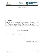 Luận văn Nghiên cứu về hệ thống xếp hạng tín dụng nội bộ của Ngân hàng Thương mại cổ phần Nhà Hà Nội