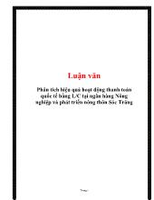Luận văn Phân tích hiệu quả hoạt động thanh toán quốc tế bằng L/C tại ngân hàng Nông nghiệp và phát triển nông thôn Sóc Trăng